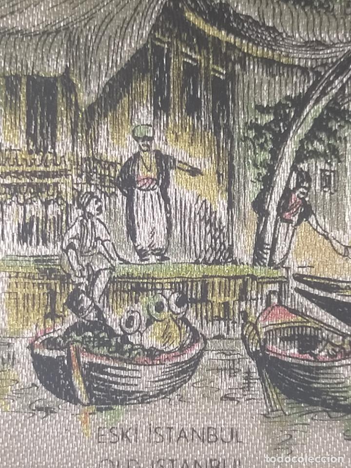 Cartoline: antiguo grabado en seda ciudad eski estambul istanbul diptico felicitacion navidad