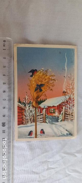 Postcards: POSTAL CIRCULADA SUECIA 1951-1952 FELICITACI&Oacute;N NAVIDAD. GOD JUL GOD HELG SVENSK TILLVERKNING