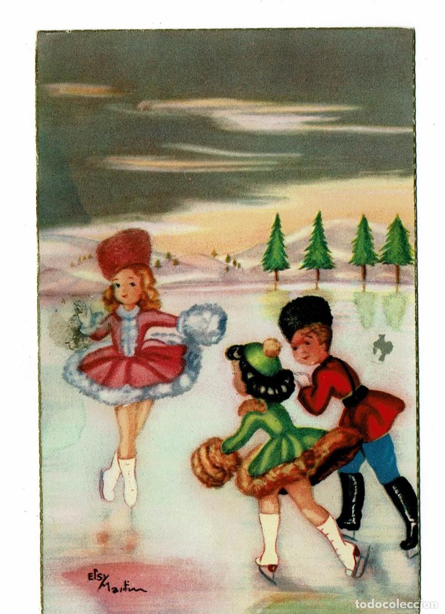 Postais: Elsy Martin / Patinando en Navidad / Editorial Fotogr&aacute;fica / SERIE A - 6 III / Escrita
