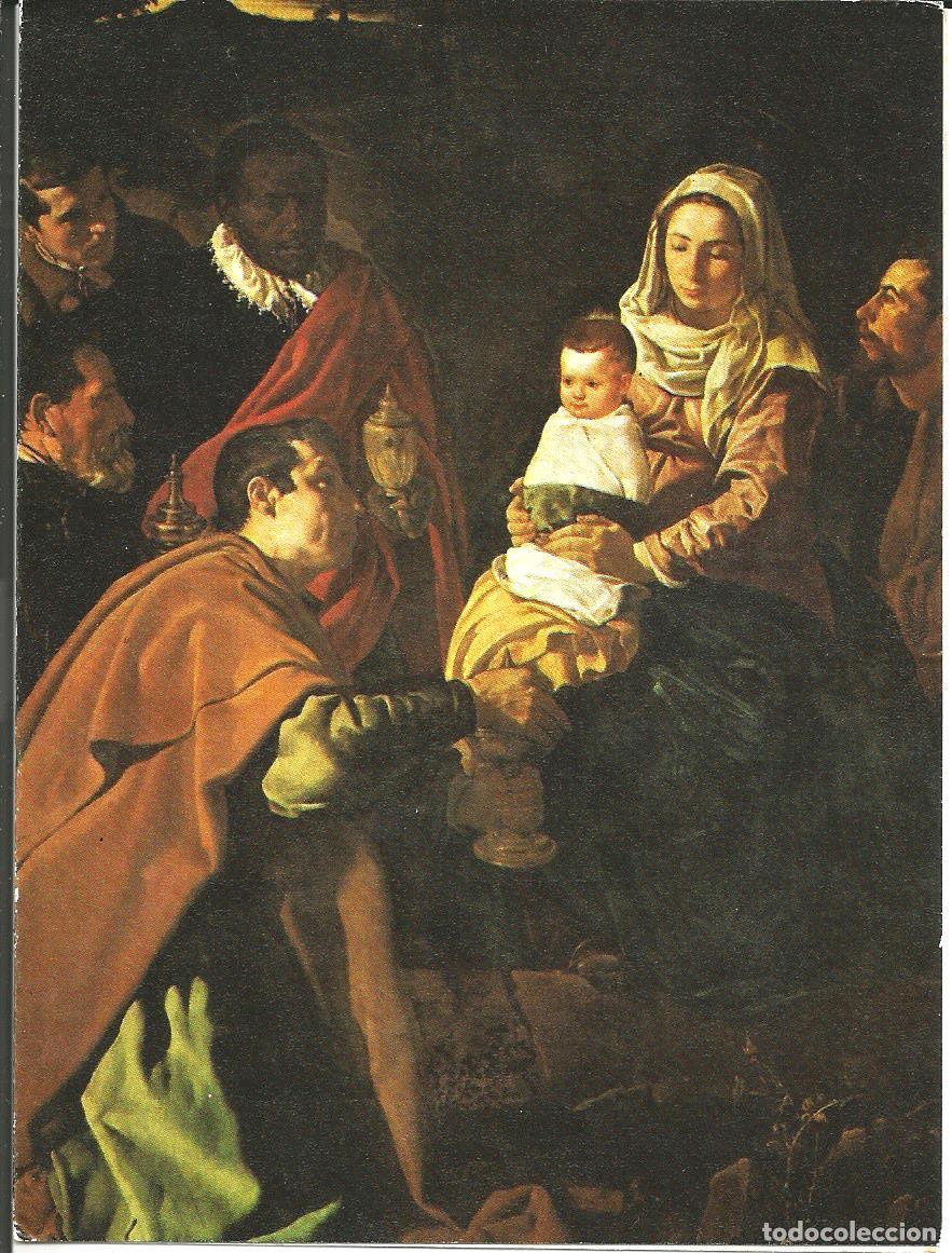 Postales: FELICITACION NAVIDAD *LA ADORACION DE LOS REYES*- VELAZQUEZ - DIPTICA, 14,5X11 CM - A&Ntilde;O 1974