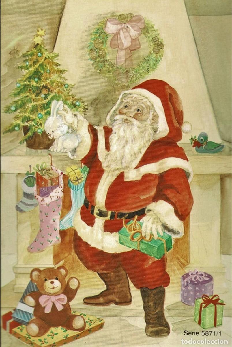 Postales: 0987R -SOLA -EL PAP&Aacute; NOEL DEJANDO LOS REGALOS-SERIE 5871.1 - 13,5X8,5 CM - NUEVA CON SOBRE
