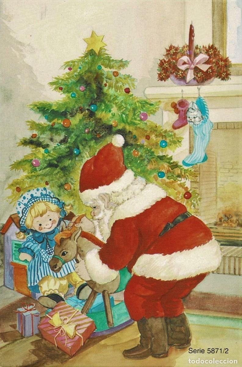 Postales: 0987R -SOLA -EL PAP&Aacute; NOEL DEJANDO LOS REGALOS-SERIE 5871.2 - 13,5X8,5 CM - NUEVA CON SOBRE