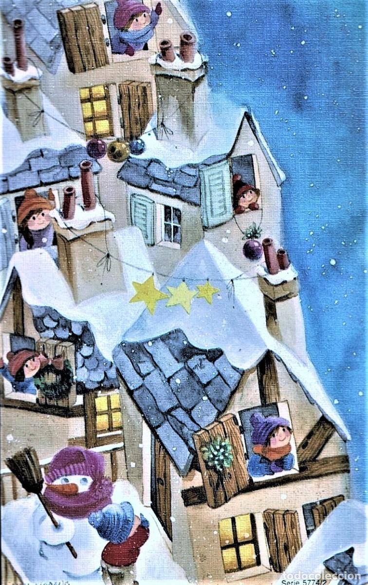 Cartoline: 0988R- ANNA LLORENS - UN POBLADO EN NAVIDAD -SERIE 5774.2 - 13,5X8,5 CM - NUEVA CON SOBRE