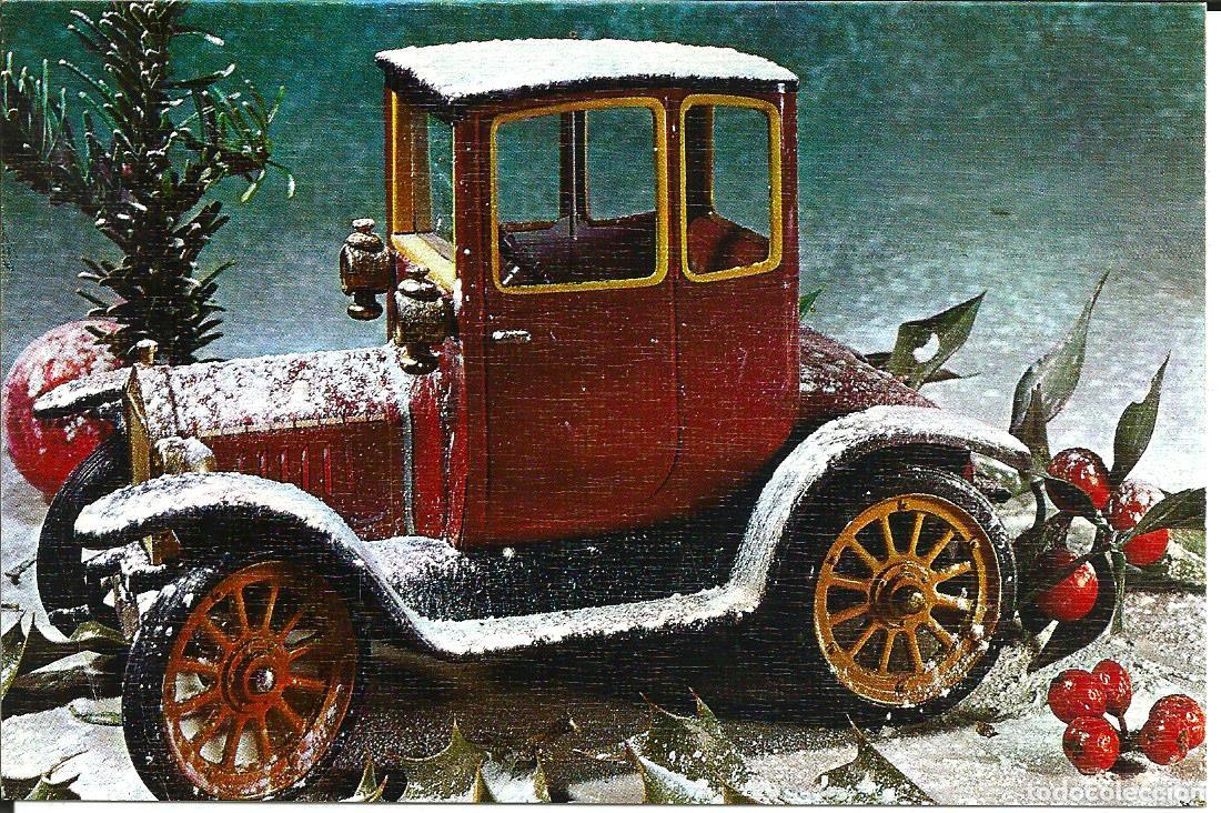 Postkarten: FELICITACION NAVIDAD *COCHE DE EPOCA NEVADO* - DIPTICA, 14X9 CM - 1971