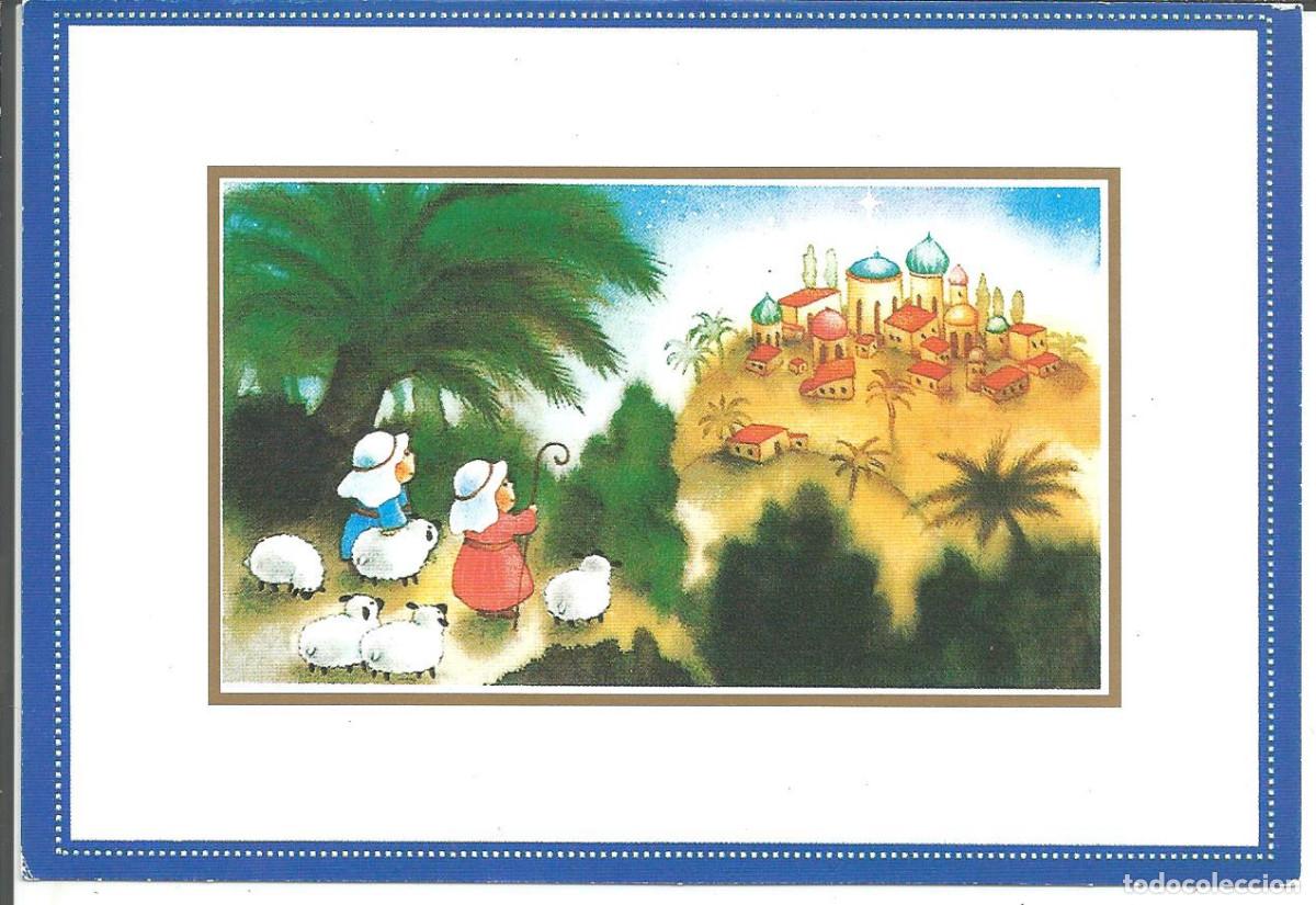 Postais: FELICITACI&Oacute;N NAVIDAD *PASTORES HACIA BELEN* - ED. HALLMARK, DIPTICA, 15,5X11 CM