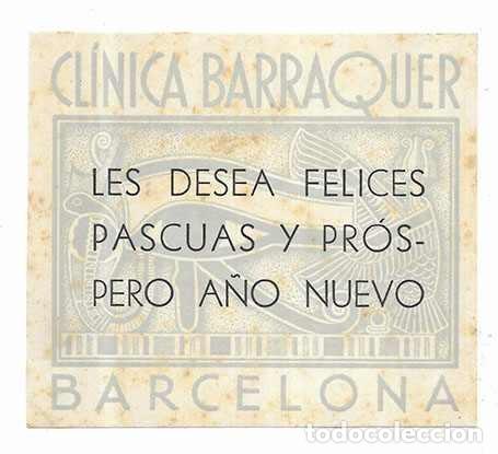 Postales: Felicitacion / Nadala. Cl&igrave;nica Barraquer S/F (1950) + Sobre