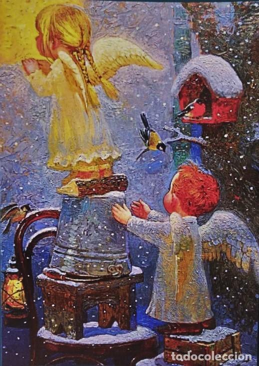 Postais: 2056K - ANGELITOS PICARONES VIENDO AL NI&Ntilde;O QUE ESTA EN EL PESEBRE - 15X10,5 CM - NUEVA