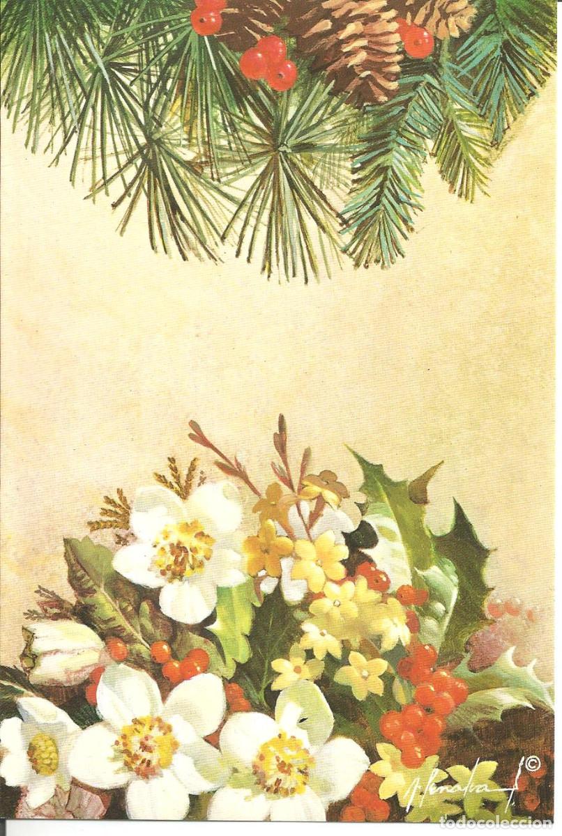 Postcards: FELICITACION NAVIDAD *ADORNO FLORAL NAVIDE&Ntilde;O* - ED. BUSQUETS, 17X11,5 CM, ILUSTRA J. PENALVA