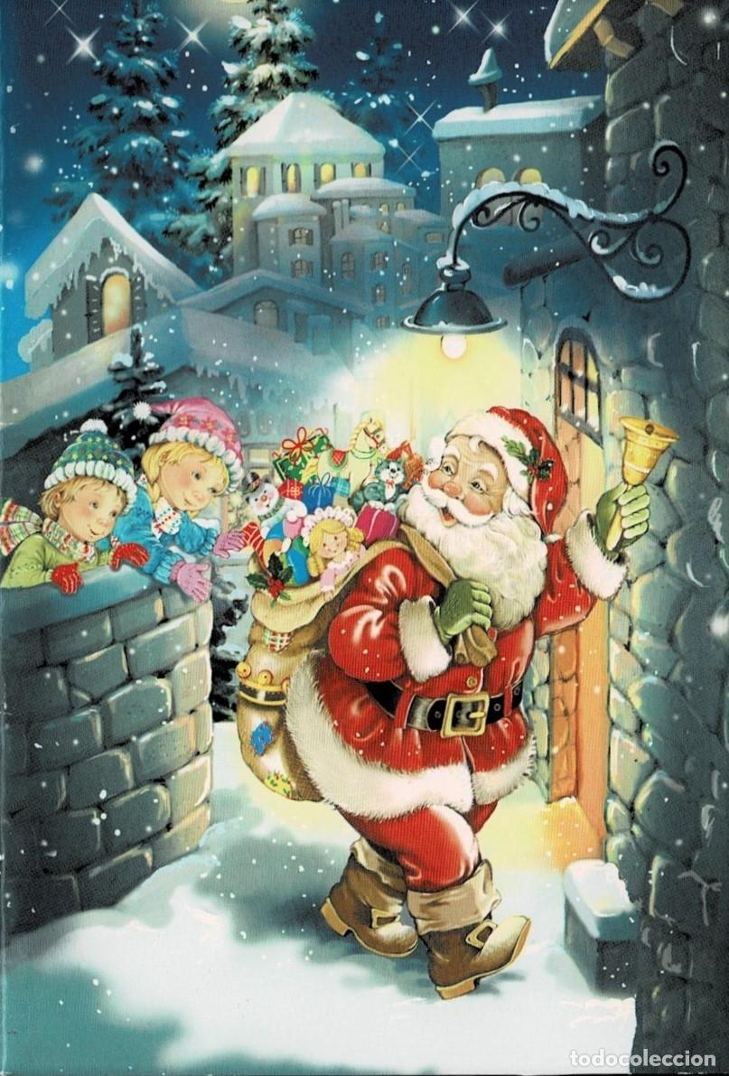 Postales: 0656I - SANTA CLAUS CARGADITO DE REGALOS - DIPTICA 15,8X10,8 CM- NUEVA