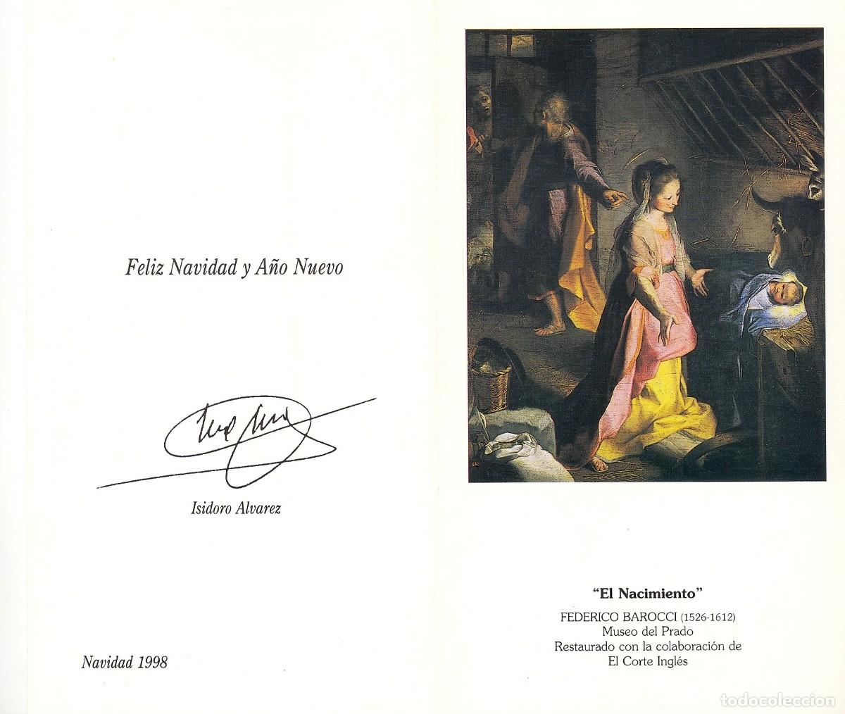 Postales: Felicitaci&oacute;n de Navidad El Corte Ingles. Patrocinador del Museo del Prado. Diciembre 1998.