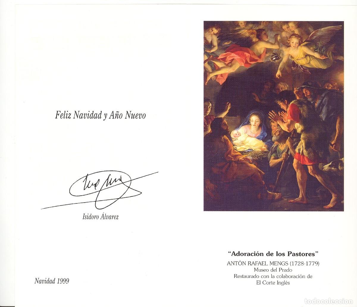 Postales: Felicitaci&oacute;n de Navidad El Corte Ingles. Patrocinador del Museo del Prado. Diciembre 1999.