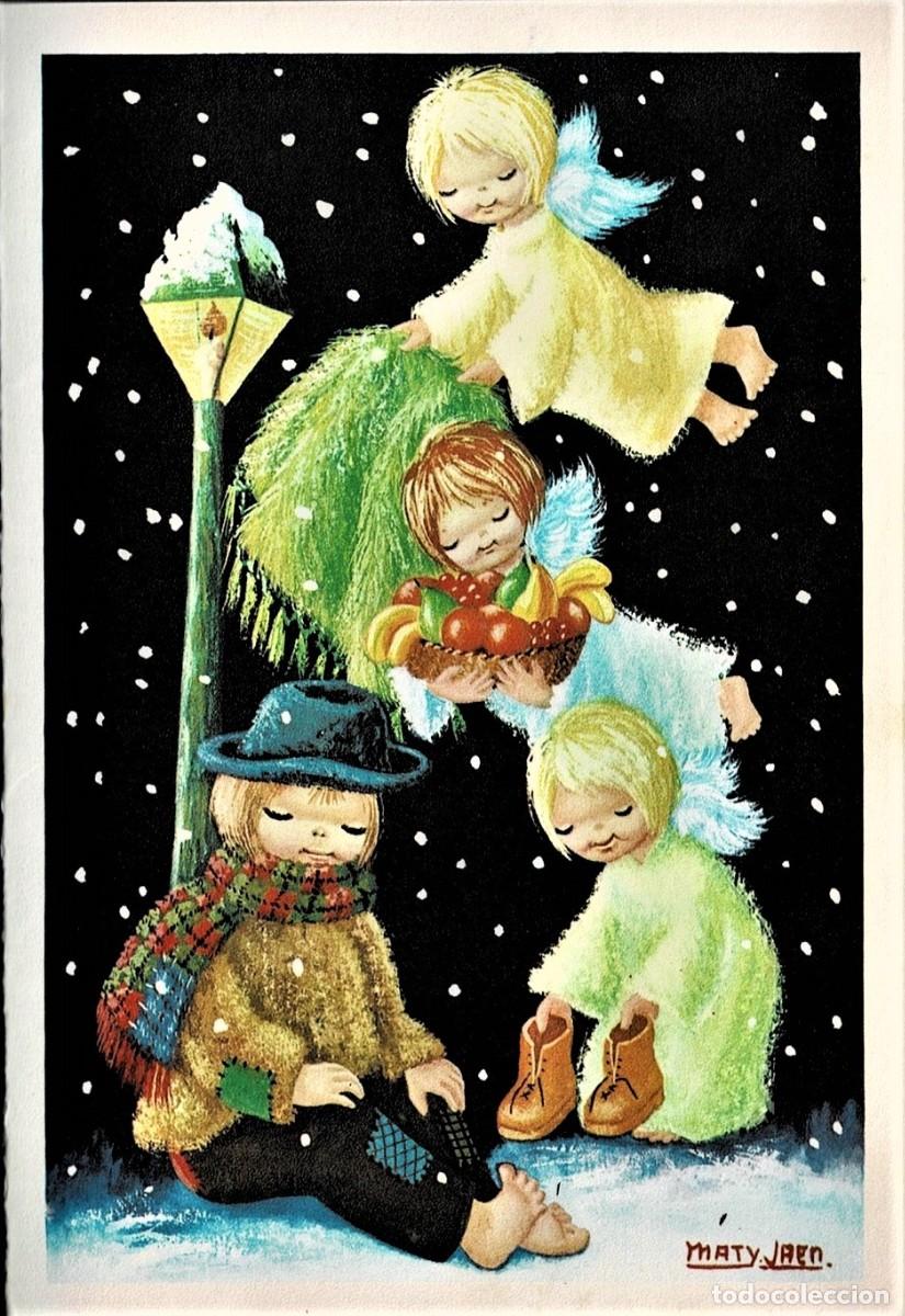 Postkarten: 6016N -MATY JAEN-ANGELITOS AYUDAN AL DESAMPARADO-EDIC. VIART S. 712.2 -DIPTICA 16,5X11,5 CM-IMP 1969