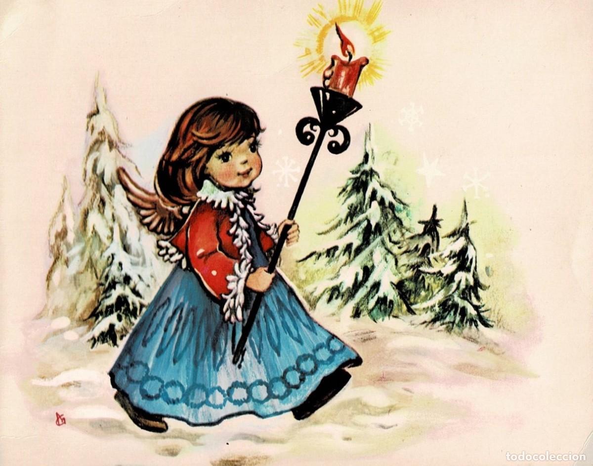 Postkarten: 6045N - ANGELITA ALUMBRANDO LA NAVIDAD- EDICIONES &rdquo;DD&rdquo; SERIE 4001.N- DIPTICA 15X11,8 CM