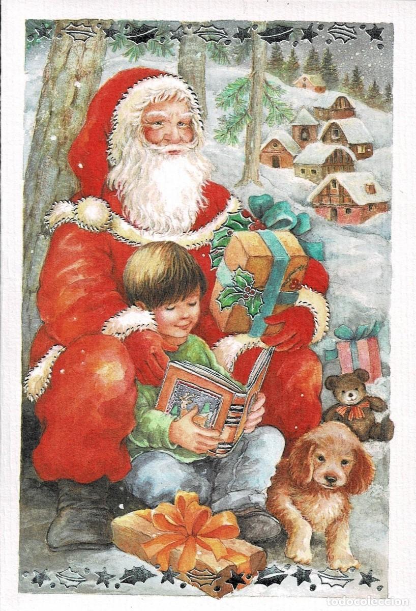 Postkarten: 6089N -SOL&Aacute;- SANTA, REGALOS, ANIMALITOS, NI&Ntilde;O- EDICIONES EDICROMO SERIE 78558.2 - DIPTICA 17X11,5 CM