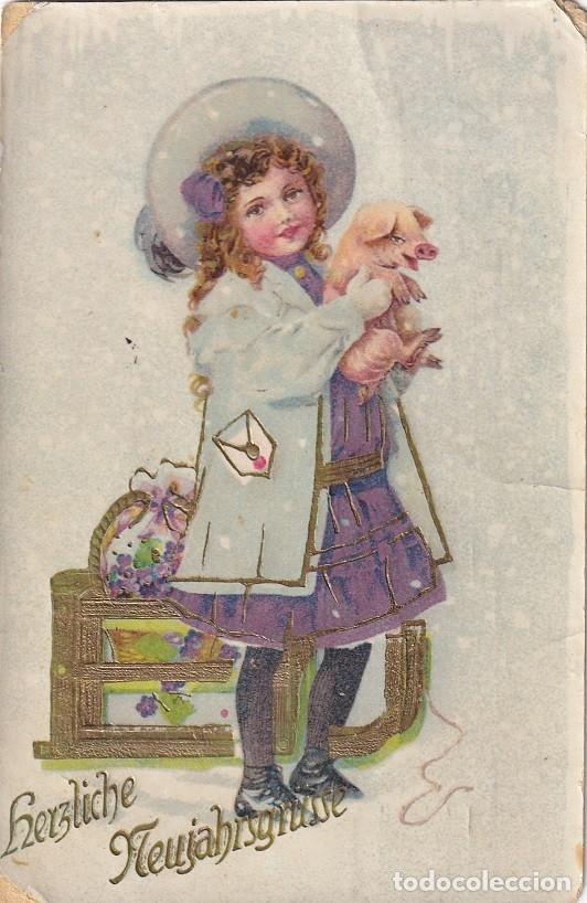 Cartoline: Herzliche Neujahrsgr&uuml;sse - Postal circulada en 1936