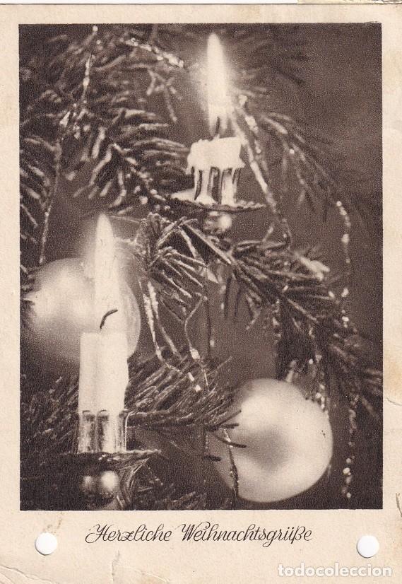 Postkarten: Antigua postal navide&ntilde;a circulada en 1948 - Herzliche Weihnachtsgrusse / &Aacute;rbol de Navidad con velas