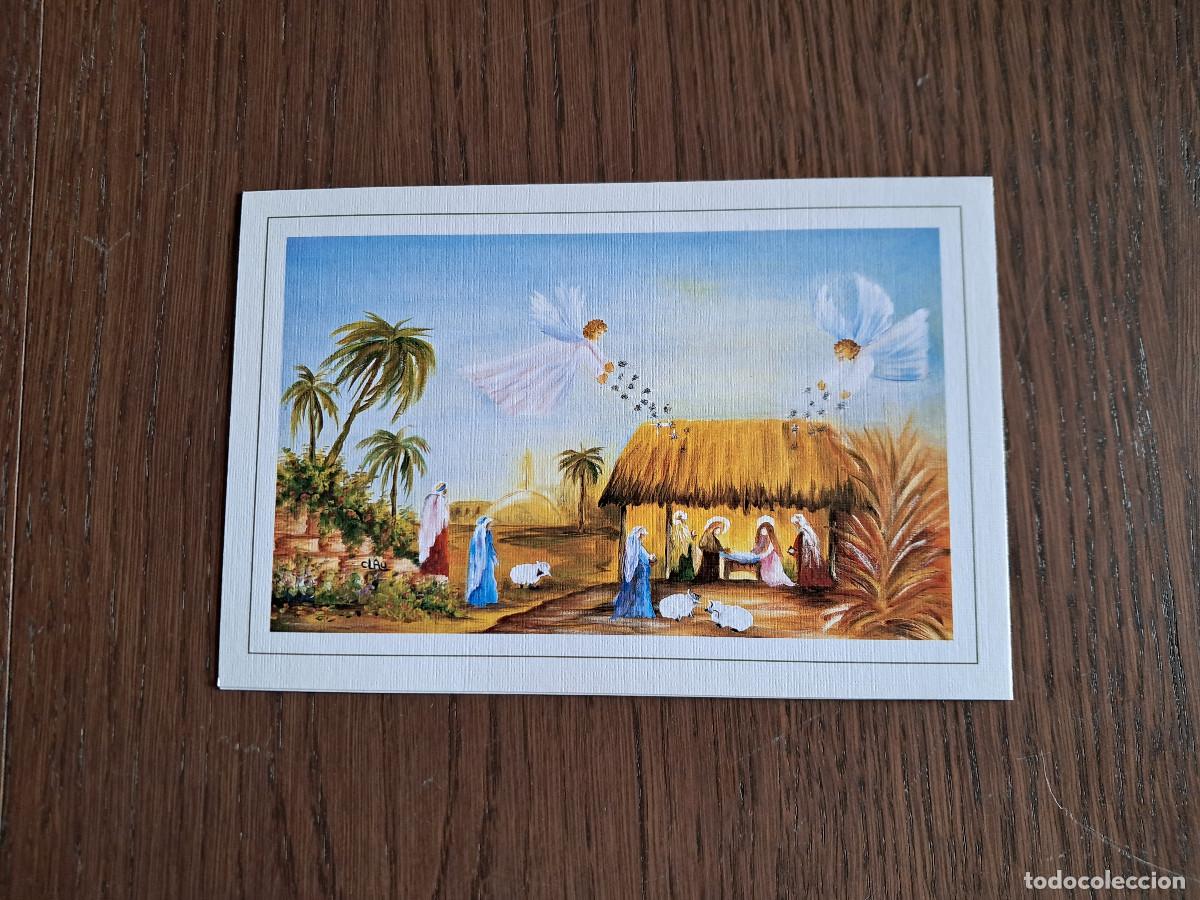 Postales: postal de felicitaci&oacute;n de navidad, asociaci&oacute;n de pintores con la boca y el pi&eacute;.