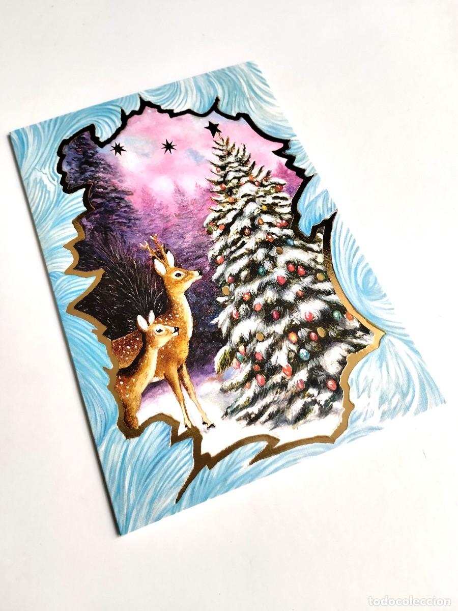 Cartoline: Postal navide&ntilde;a No. E-912 &Aacute;rbol de Navidad Walery Siejbatalow Asociaci&oacute;n Pintores con Boca y Pie