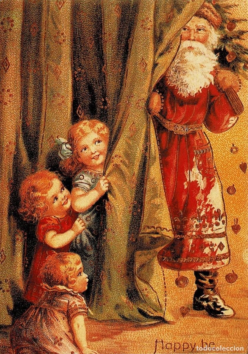 Postales: 6045O -PRECIOSA POSTAL, ESPIANDO A SANTA CLAUS -REPRO - N&ordm; DX 0325 - DIPTICA 15,5X10,8 CM