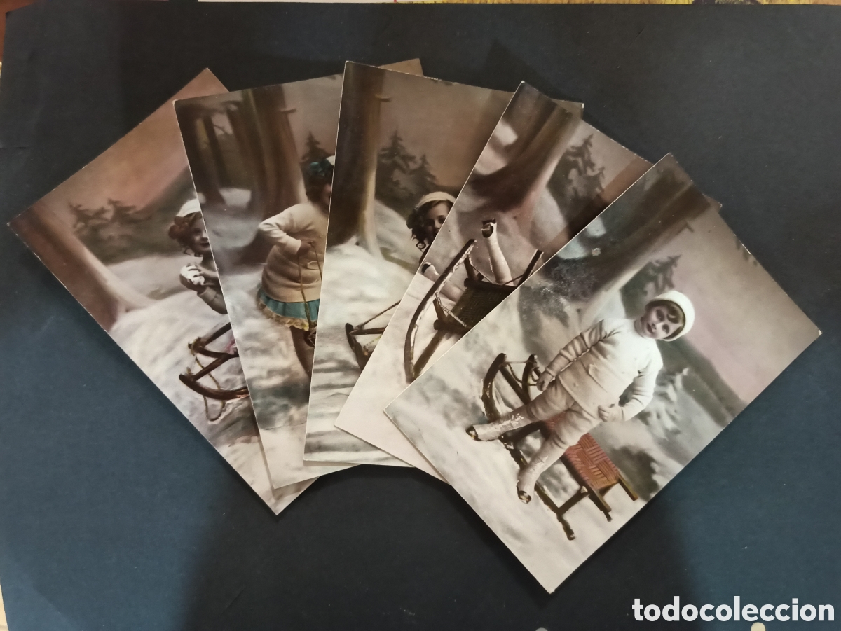 Postales: Serie de 5 fotograf&iacute;as postales antiguas navide&ntilde;as. Sin circular.