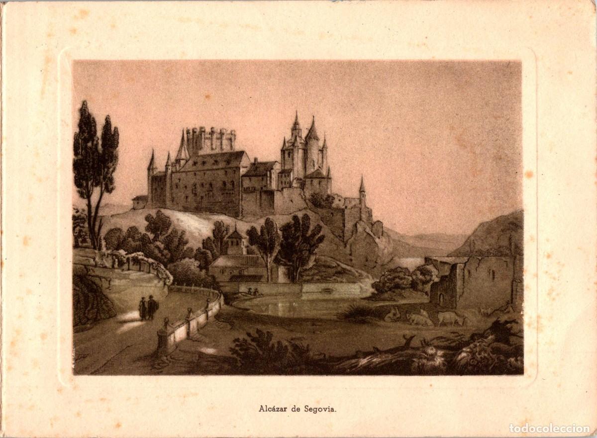 Postales: Alc&aacute;zar de Segovia - Reproducci&oacute;n Grabado 1857 para Felicitaci&oacute;n Navide&ntilde;a del Banco de Bilbao