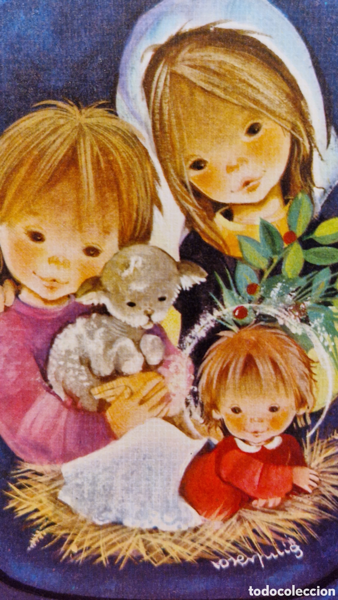 Postais: Preciosa postal de Navidad. Diptico. Escrita. Roser Puig