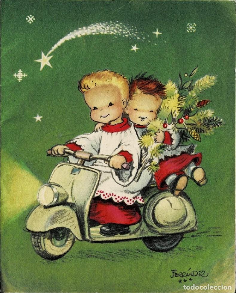 Postales: 6079O-FERR&Aacute;NDIZ -MONAGUILLOS EN VESPA- EDI. SUBI 10311.4- DESPLEGABLE, DIBUJO INTERIOR -13X10,5 CM