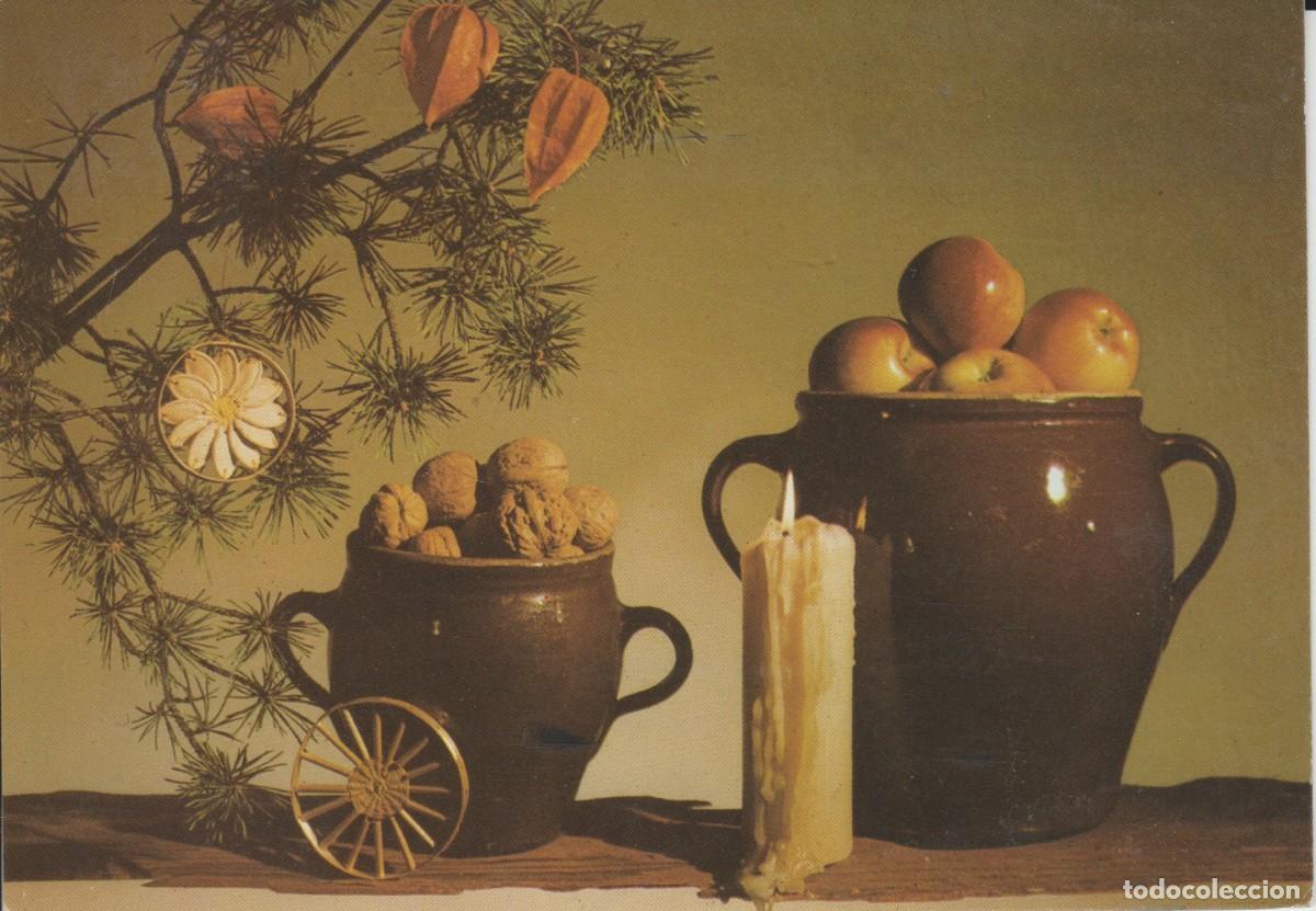 Cartes Postales: POSTAL NAVIDAD - PASCUA - VELA CON MANZANAS Y NUECES