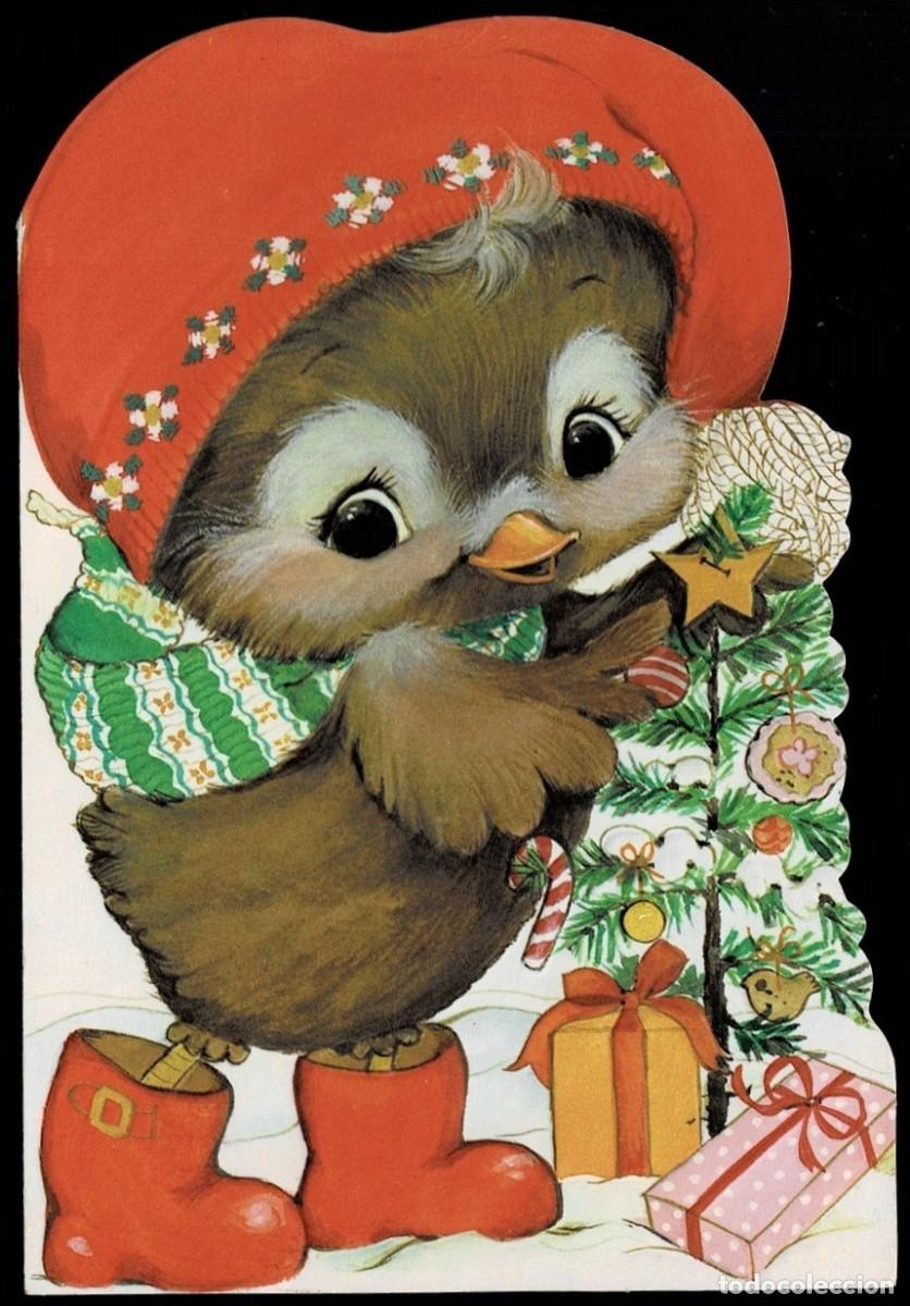 Postcards: 6009P -TODOS FESTEJAN LA NAVIDAD- EDI. HALLMARK 300NAF 301.5-DIPTICA,TROQUELADA, RELIEVE-16,8X11,5