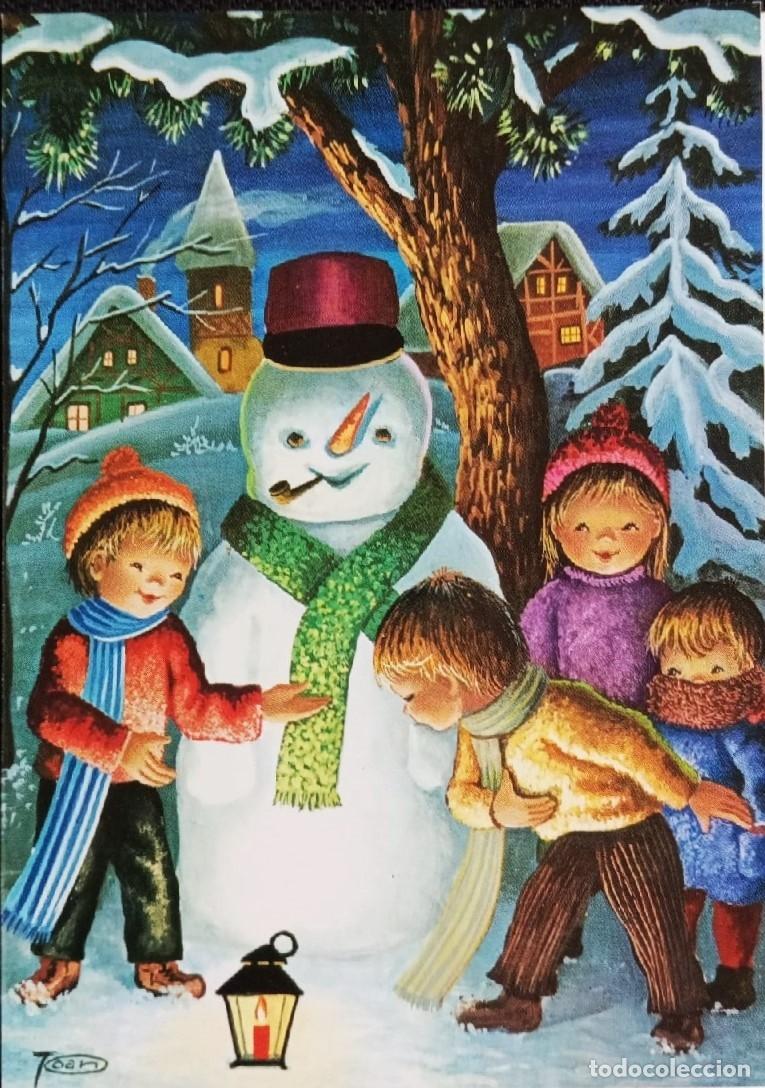 Postkarten: 6034P- MU&Ntilde;ECO DE NIEVE - EDIC. CREACIONES 7083.6-3-DIPTICA 15,5X11 CM- DATA 1988-ILUSTRA JOAN