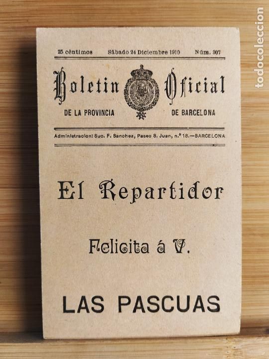 Postais: BOLETIN OFICIAL PROVINCIA BARCELONA-EL REPARTIDOR-FELICITACION ANTIGUA NAVIDAD-VER FOTOS-(106.564)