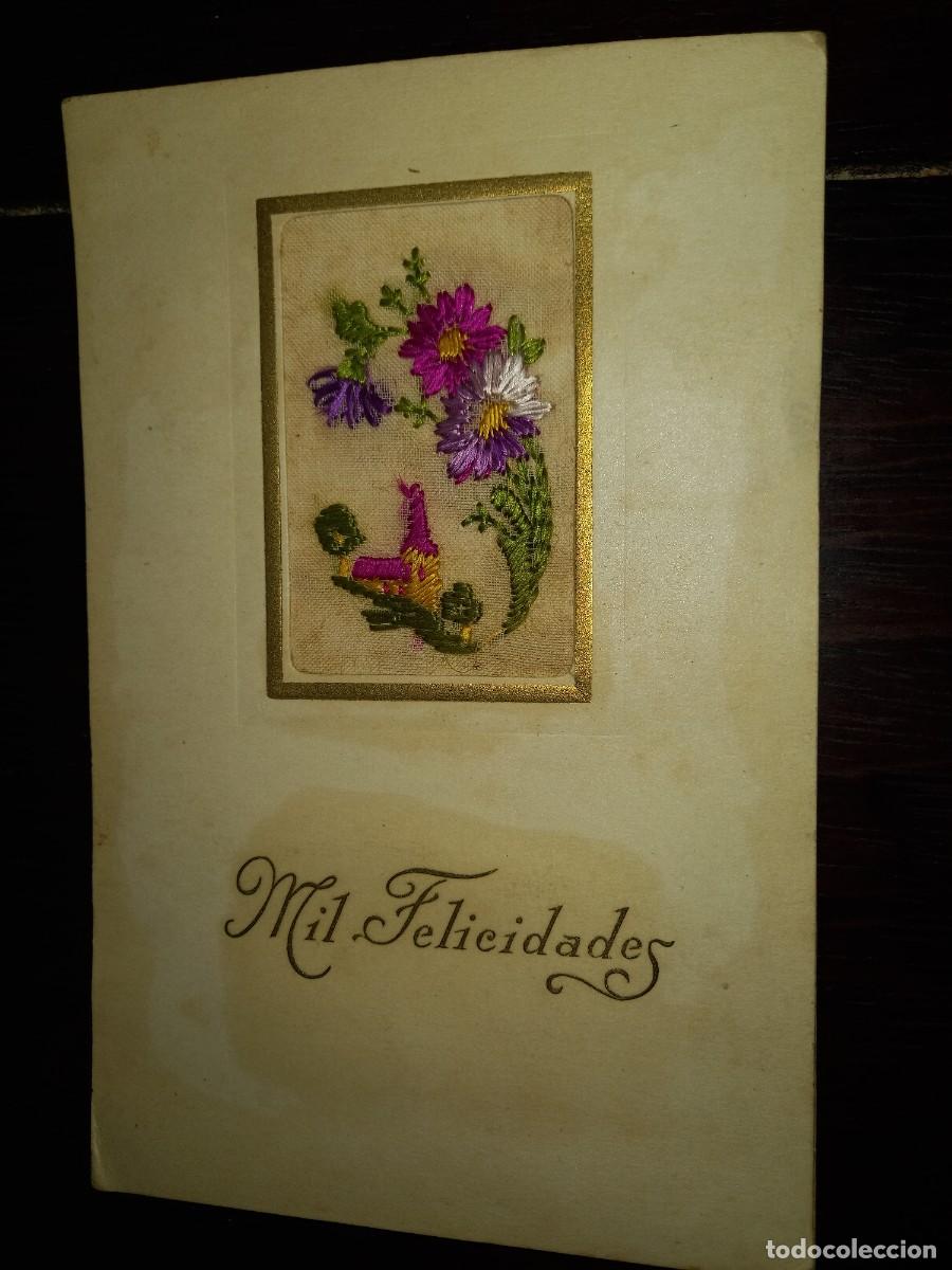 Cartoline: N&ordm; 52050 POSTAL FELICITACION BORDADA CON HILOS