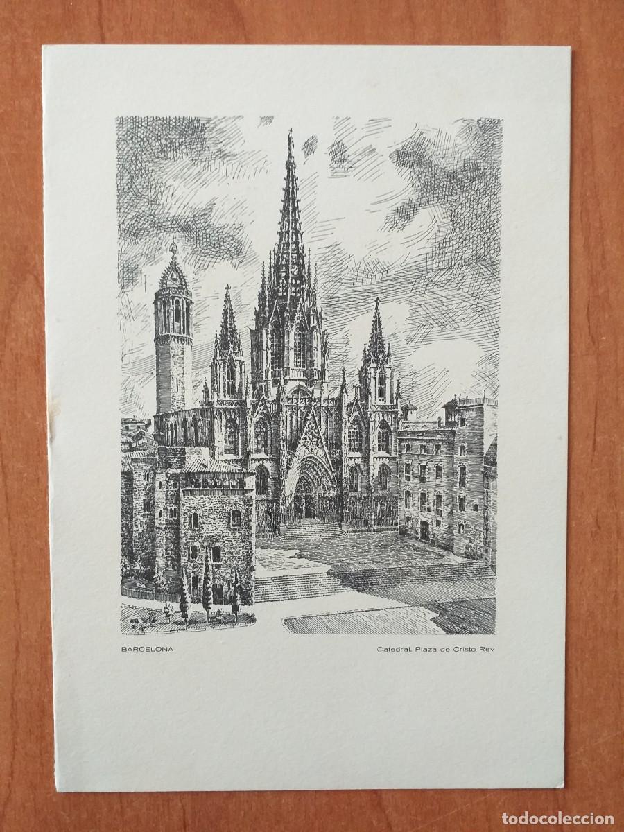 Postales: POSTAL NAVIDE&Ntilde;A - CATEDRAL E BARCELONA - Foto 1