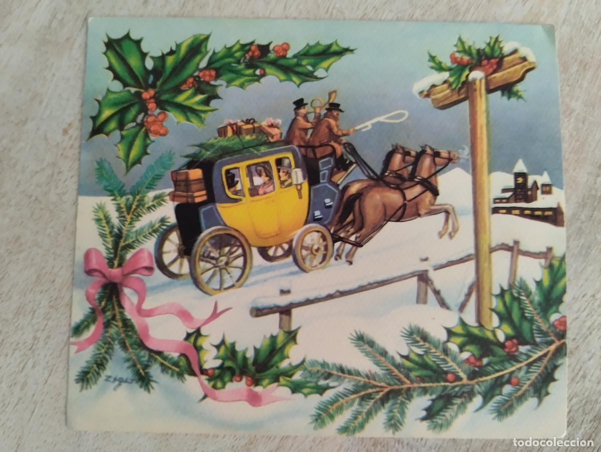 Postales: Diptico Navidad ILUSTRACION ZSOLT (DILGENCIA CABALLOS) - Serie 509 n&ordm;1 - 16x13,5cm A&Ntilde;O 1960