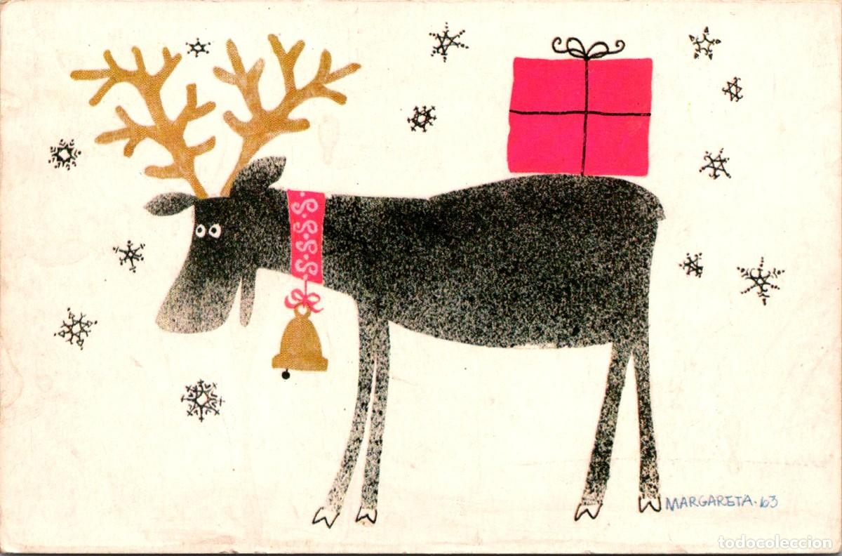 Postais: Reno de Santa Claus - Ilustra: Margareta&middot;63 - Postal Sueca - 144x94mm
