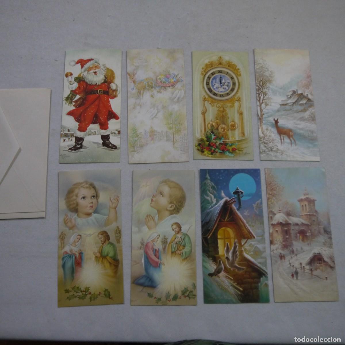 Postais: LOTE DE 8 POSTALES DE NAVIDAD D&Iacute;PTICAS FORMATO 22X10 - ROSA GARC&Iacute;A, PERALTA Y OTROS