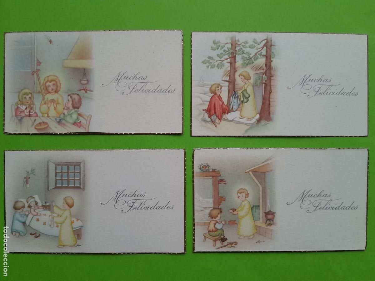 Postais: LOTE ANTIGUAS 8 TARJETAS MUCHAS FELICIDADES NAVIDAD BORDE DORADO RV