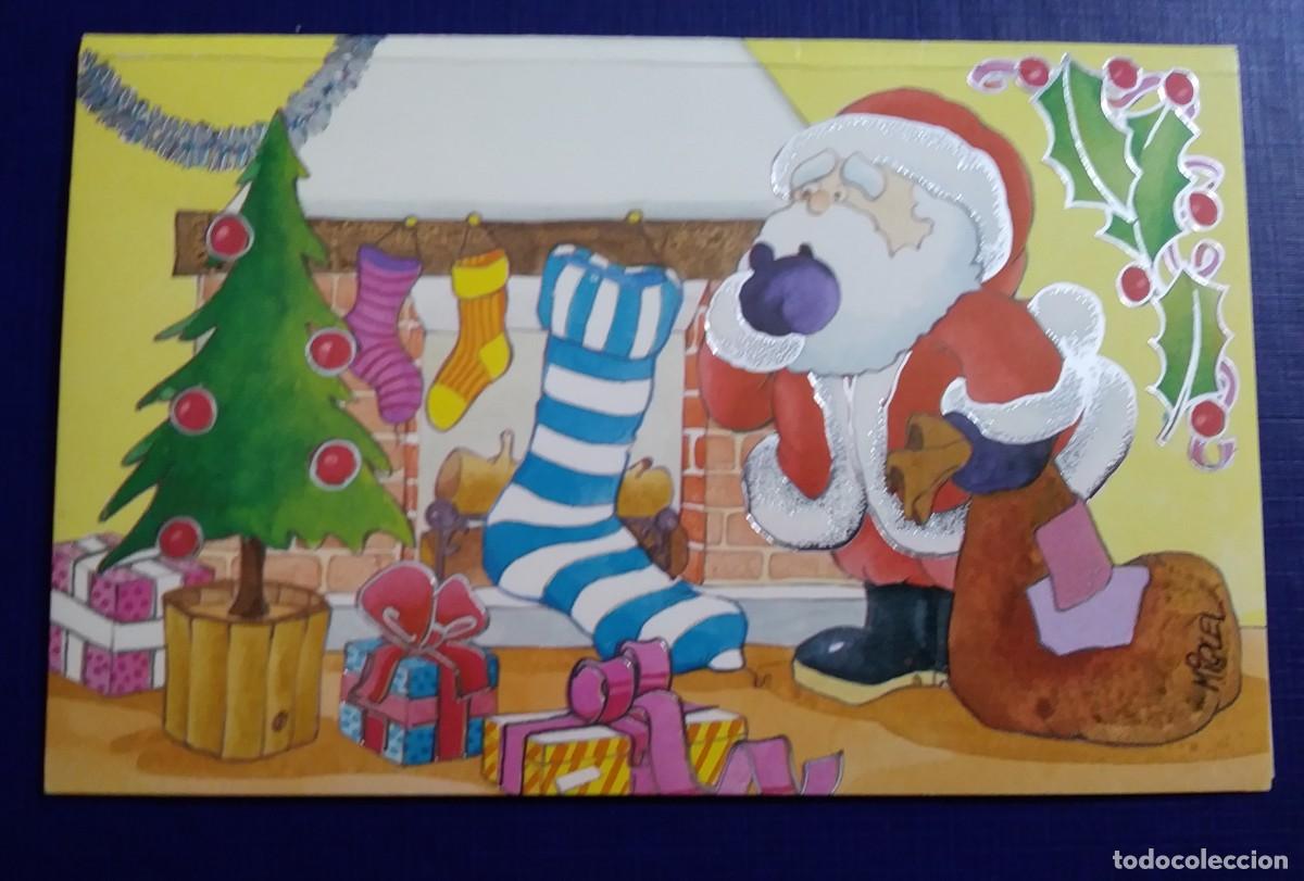 postal de navidad de papá noel con regalos - mi - Compra venta en  todocoleccion