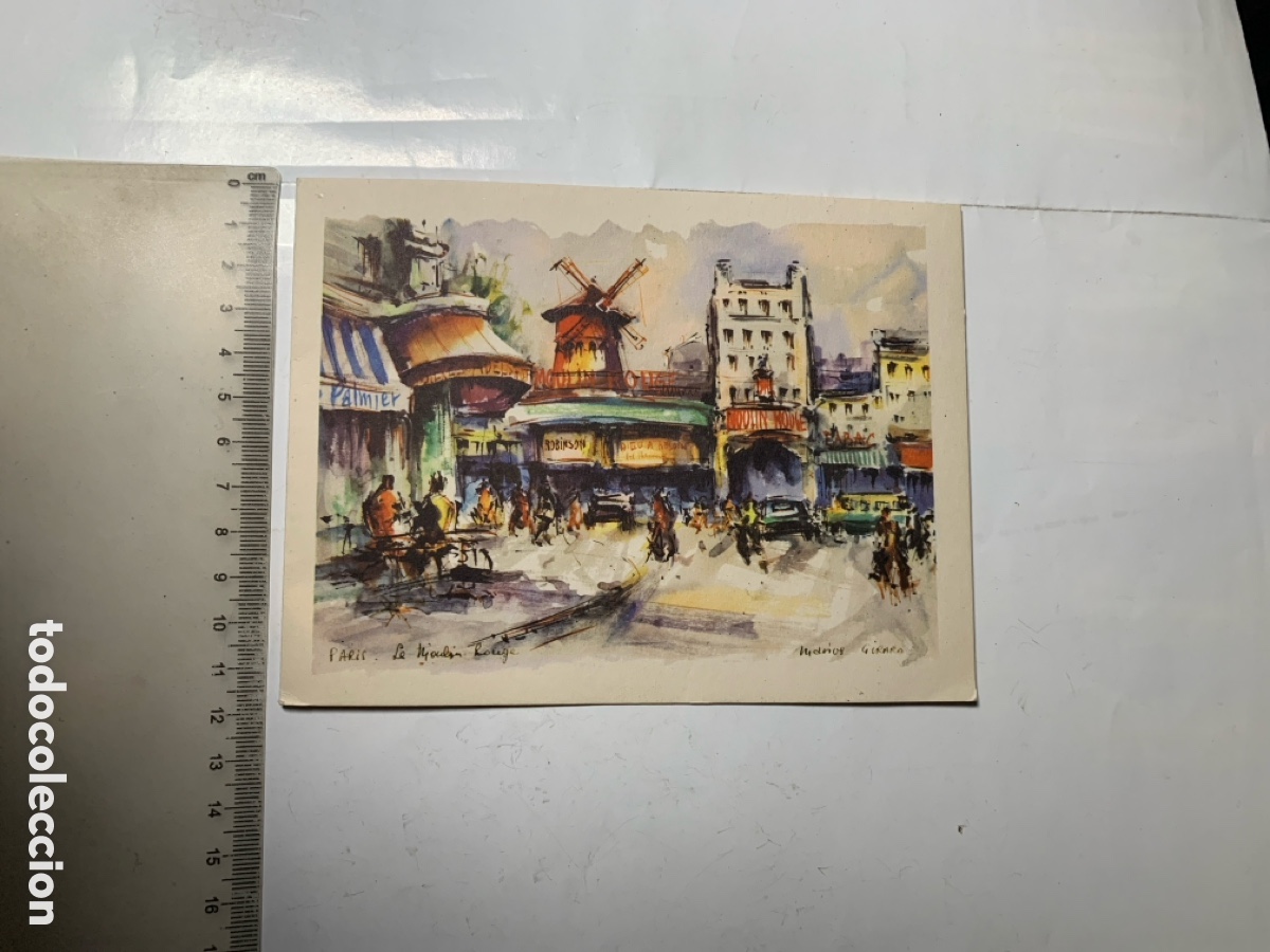 Postales: FELICITACION NAVIDAD. PARIS. VISTAS. MOULIN ROUGE. ACUARELA. AUTOR&hellip;?. NAVIDAD, 1957.
