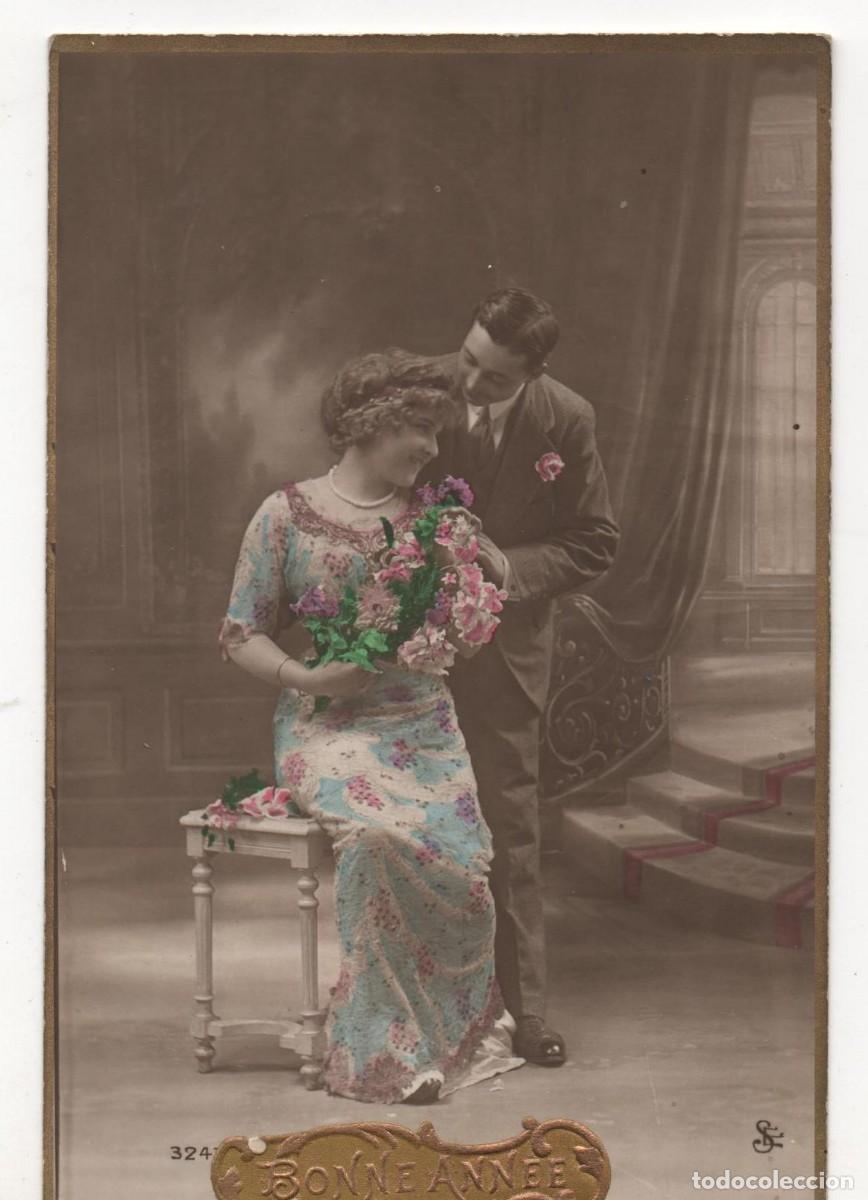 Cartes Postales: Postal de felicitaci&oacute;n navide&ntilde;a francesa principios del XX- escrita-