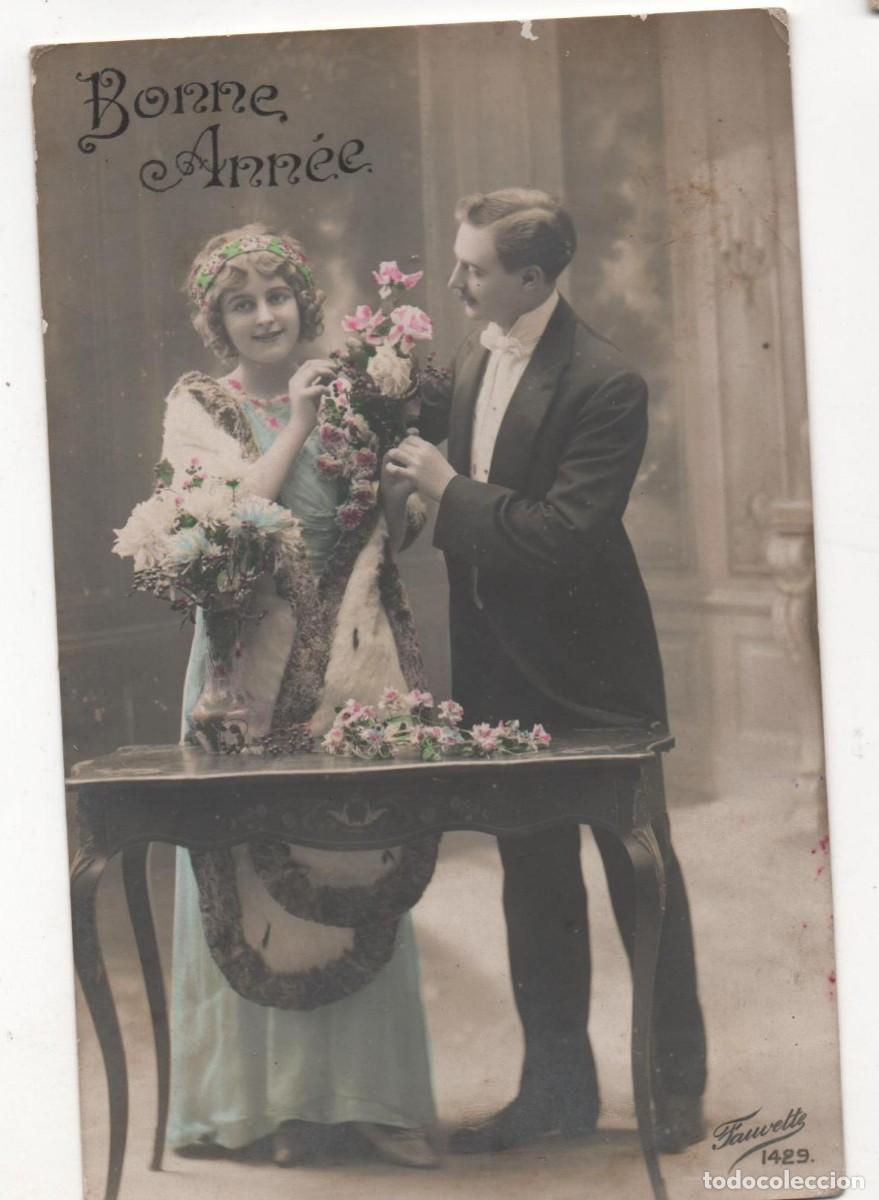 Postais: Postal de felicitaci&oacute;n navide&ntilde;a francesa principios del XX- escrita-