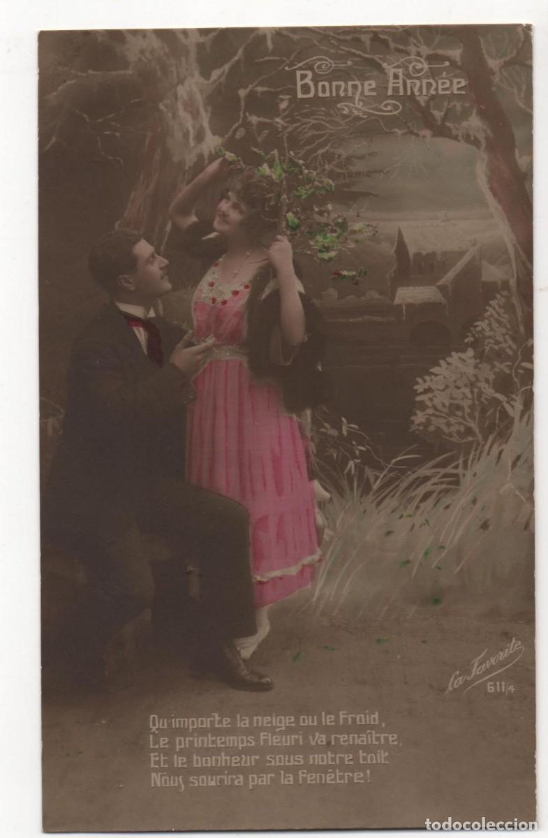 Cartes Postales: Postal de felicitaci&oacute;n navide&ntilde;a francesa principios del XX- escrita-