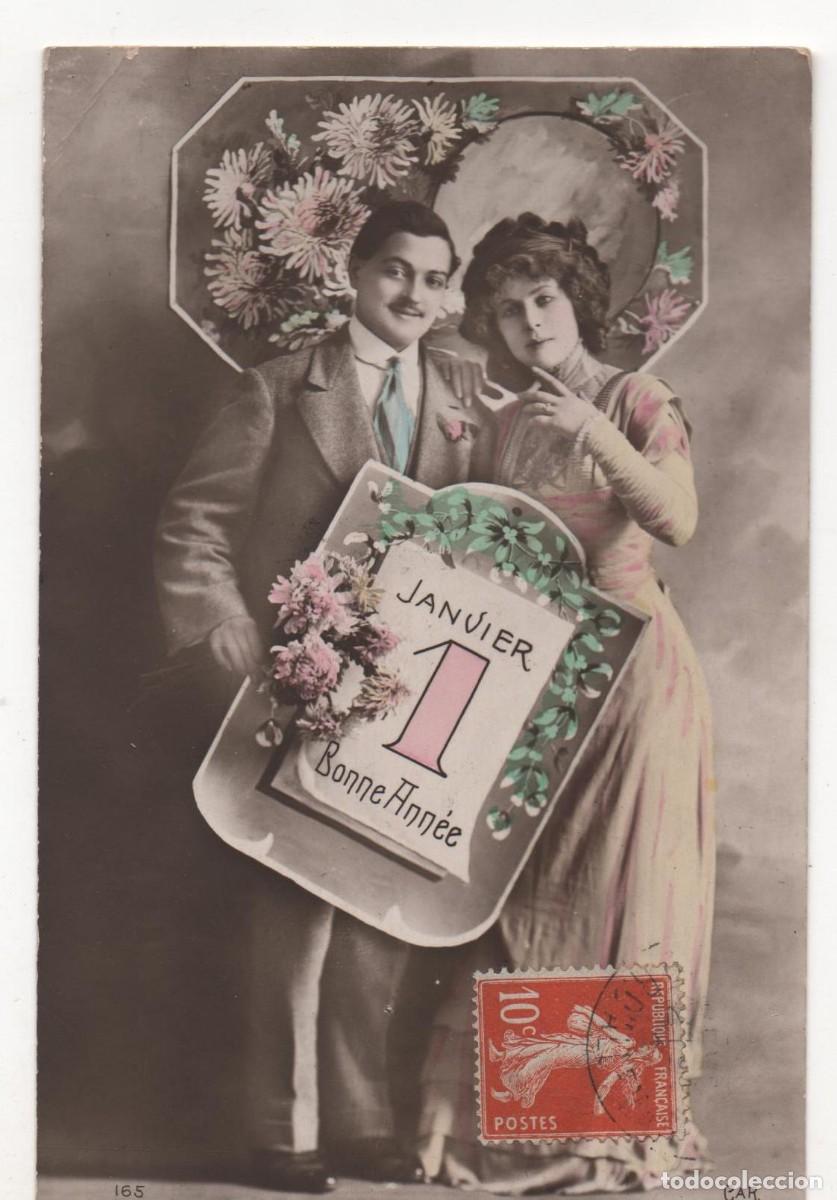 Cartes Postales: Postal de felicitaci&oacute;n navide&ntilde;a francesa principios del XX- circulada-