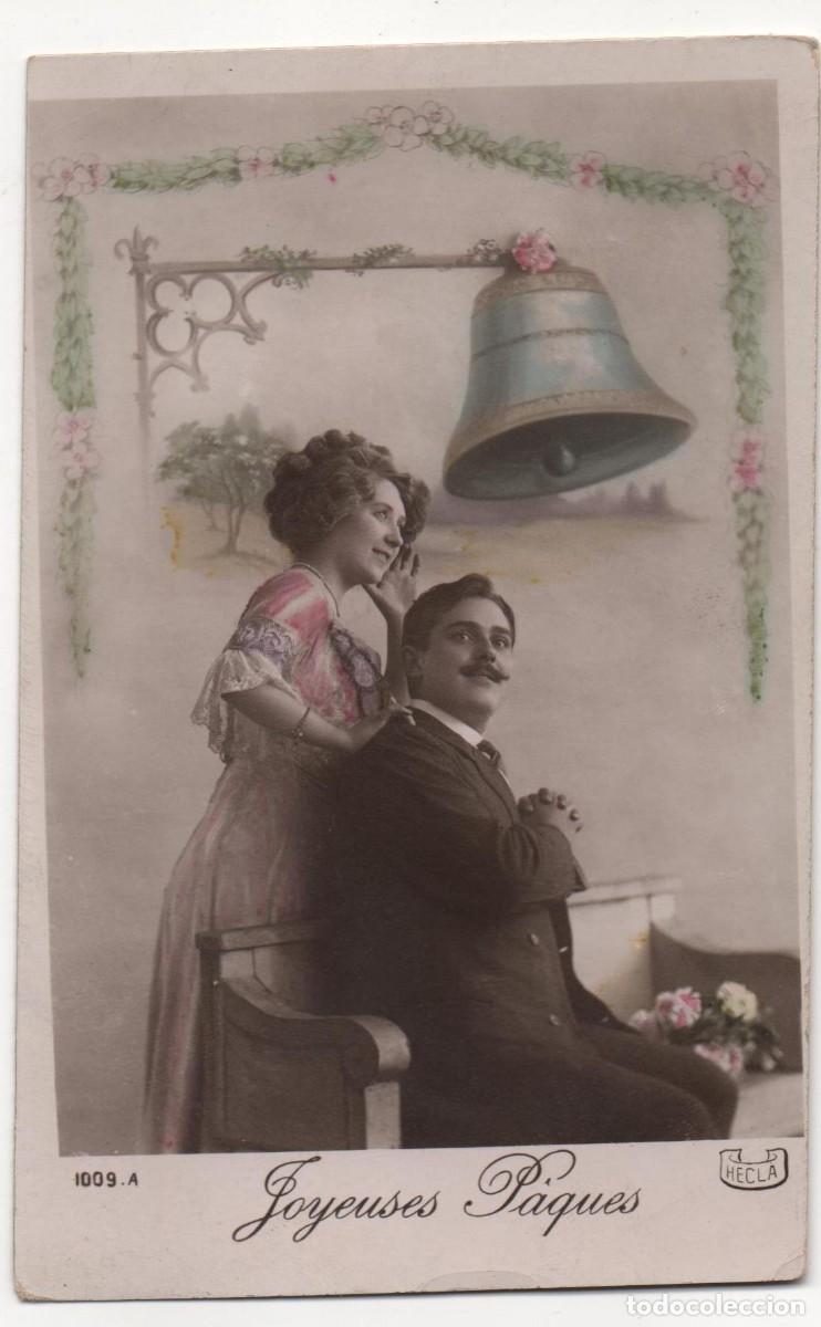 Postais: Postal de felicitaci&oacute;n navide&ntilde;a francesa principios del XX- circulada-