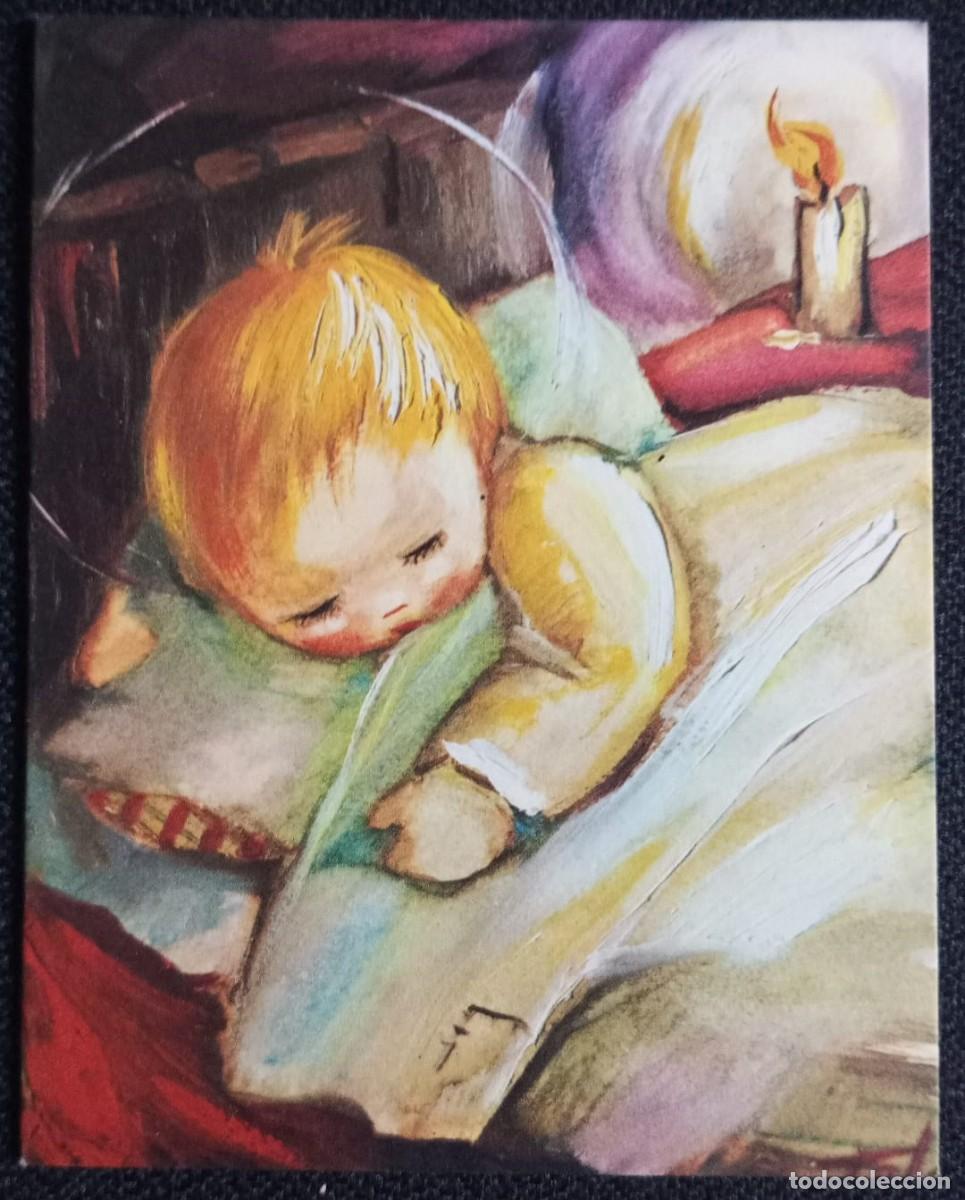 Postais: 6024Q -EDICIONES KIN-KE N&ordm; 3201-ANGEL PROTECTOR- ANTIGUA POSTAL DIPTICA 11,8X9,3 CM - ILUSTRA TOL