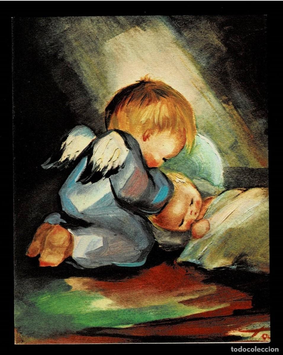Postais: 6024Q -EDICIONES KIN-KE N&ordm; 3203-ANGEL PROTECTOR- ANTIGUA POSTAL DIPTICA 11,8X9,3 CM - ILUSTRA TOL