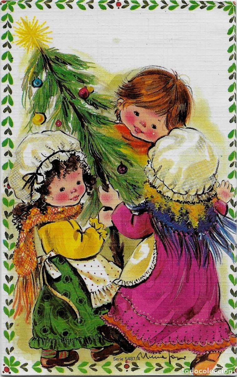 Postkarten: 6049Q - NURIA JOSA- TRASLADANDO EL &Aacute;RBOL DE NAVIDAD- SERIE 5487.4 - SENCILLA 13,5X8,5 CM