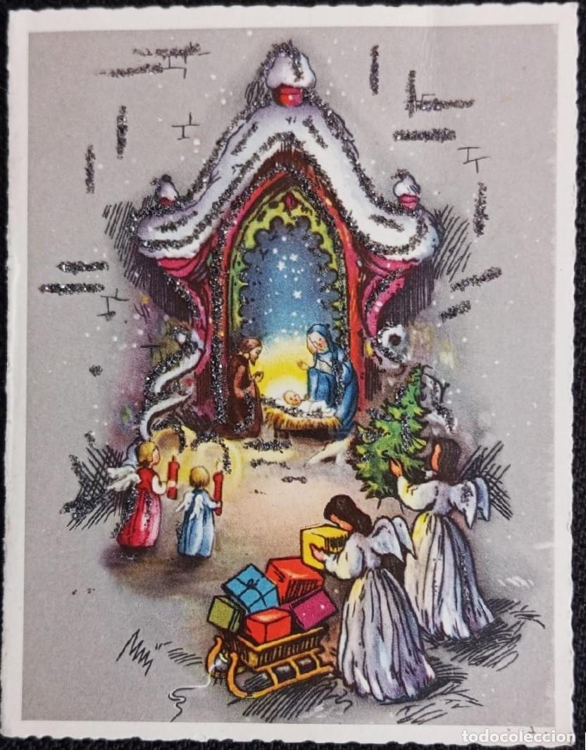 Postkarten: 6070Q - NAVIDAD -PRECIOSA POSTAL- CANTOS TROQUELADOS Y PURPURINAS - 11,5X9 CM - CON SOBRE
