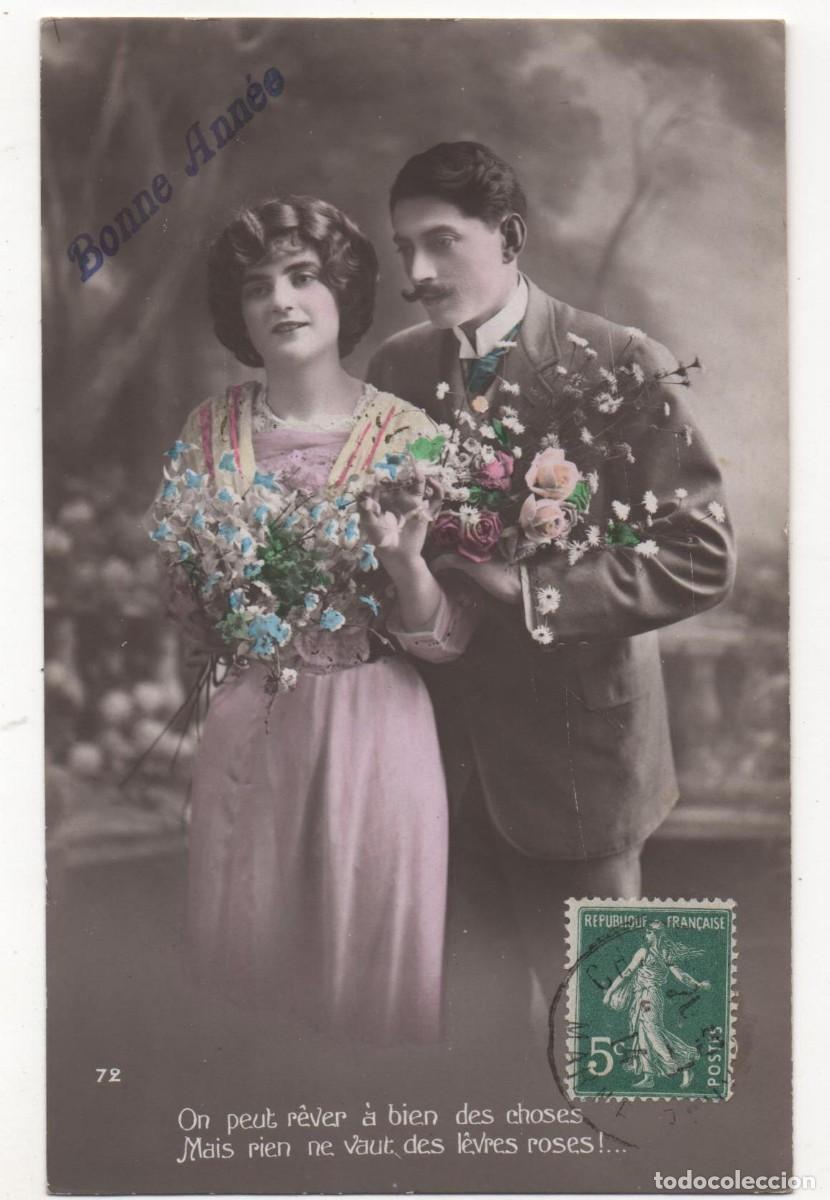 Postkarten: Felicitaci&oacute;n navide&ntilde;a postal francesa principios del XX- escrita-