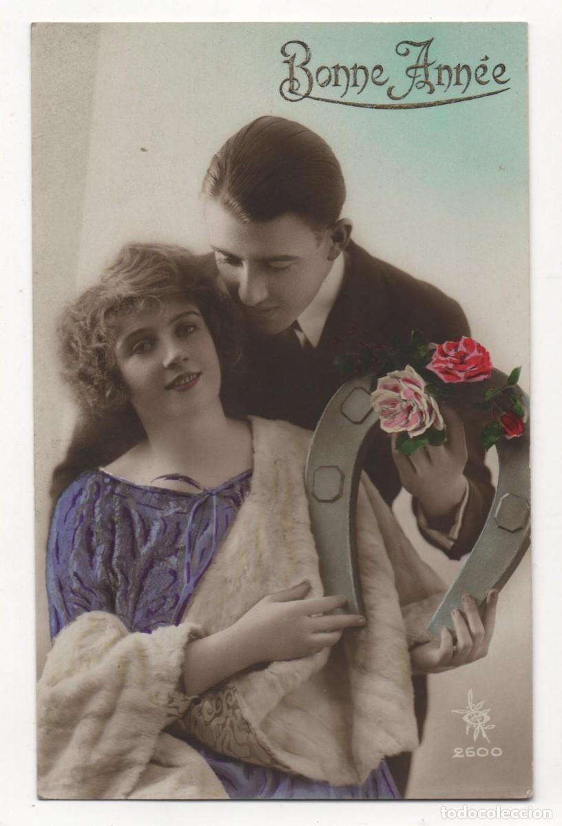 Postkarten: Felicitaci&oacute;n navide&ntilde;a postal francesa principios del XX- escrita-